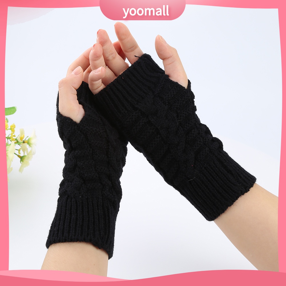 Đôi Găng Tay Len Dài Hở Ngón Ấm Áp Thời Trang Cho Nữ