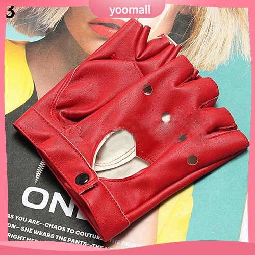 Găng Tay Lái Xe Hở Ngón Hình Trái Tim Phong Cách Punk Dành Cho Nữ