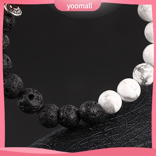 Vòng Tay Chuỗi Hạt Đá Tự Nhiên Mạ Bạc Phối Mặt Hình Đầu Báo Thời Trang Cho Nam Nữ