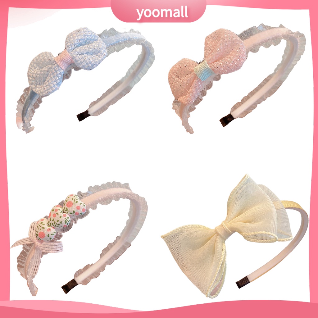 Băng Đô Nơ Đính Ngọc Trai Giả Co Giãn Xinh Xắn Cho Bé Gái