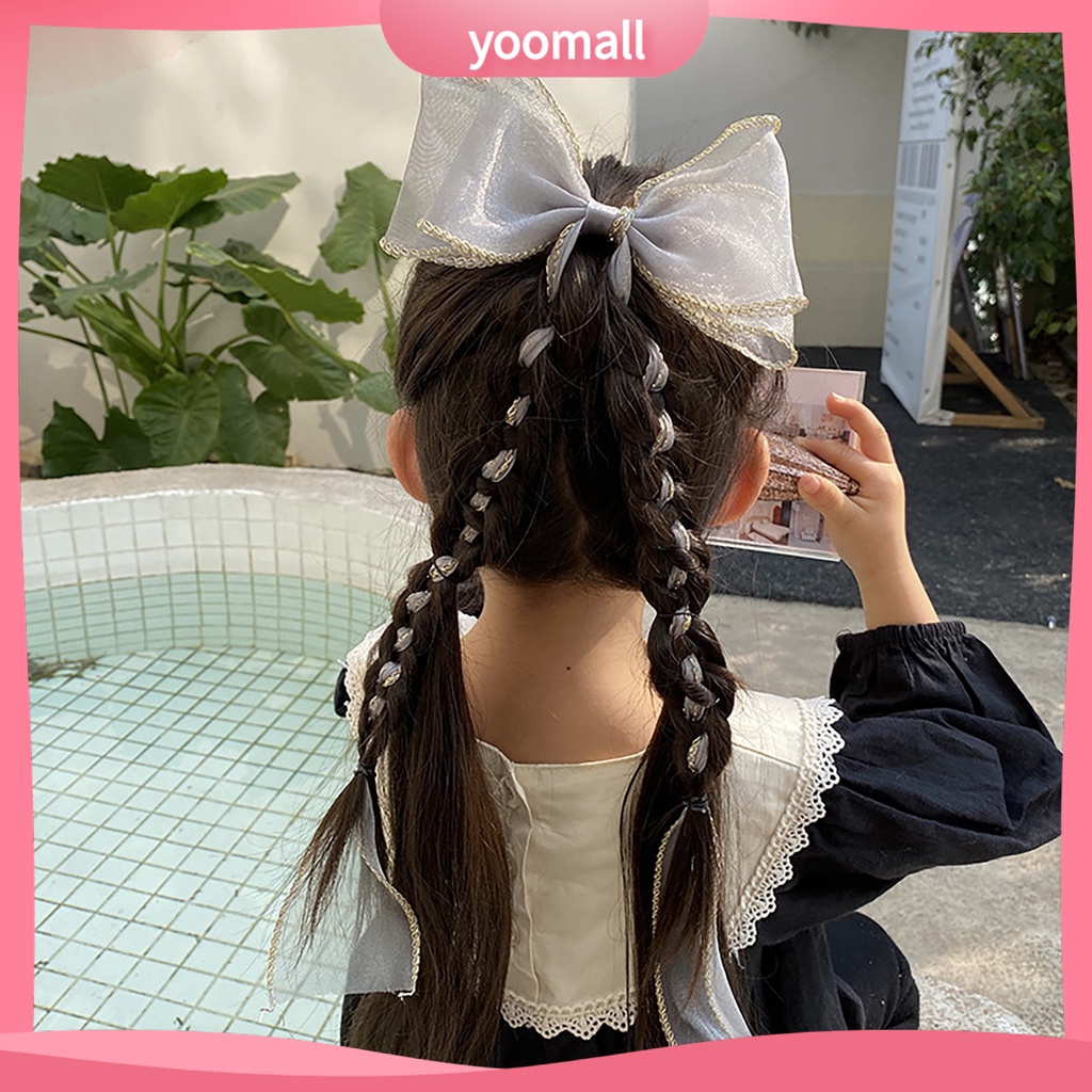 Kẹp Tóc Nơ Lưới Ruy Băng Dài Phong Cách Hàn Quốc Cho Nữ