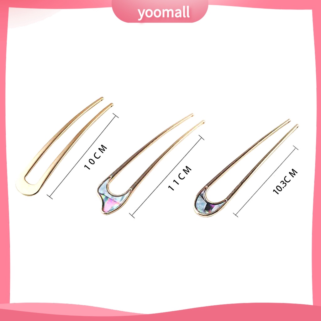 Kẹp Tóc Chữ U Bằng Thép Không Gỉ Màu Trơn Chống Biến Dạng Dành Cho Nữ