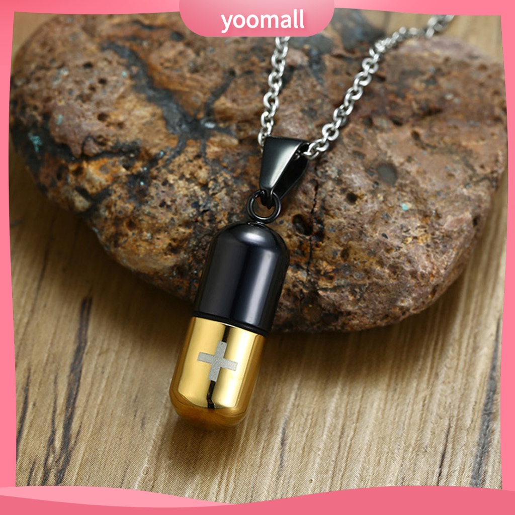 Vòng cổ Thép Titan Mặt Hình Hộp Thuốc / Giá Đỡ Nước Hoa Unisex