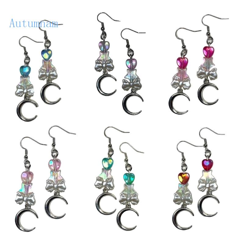 Bông Tai Hình Ngôi Sao / Trái Tim / Nơ Bằng Acrylic Phong Cách Harajuku Dễ Thương Thời Trang Cho Nữ Y2k