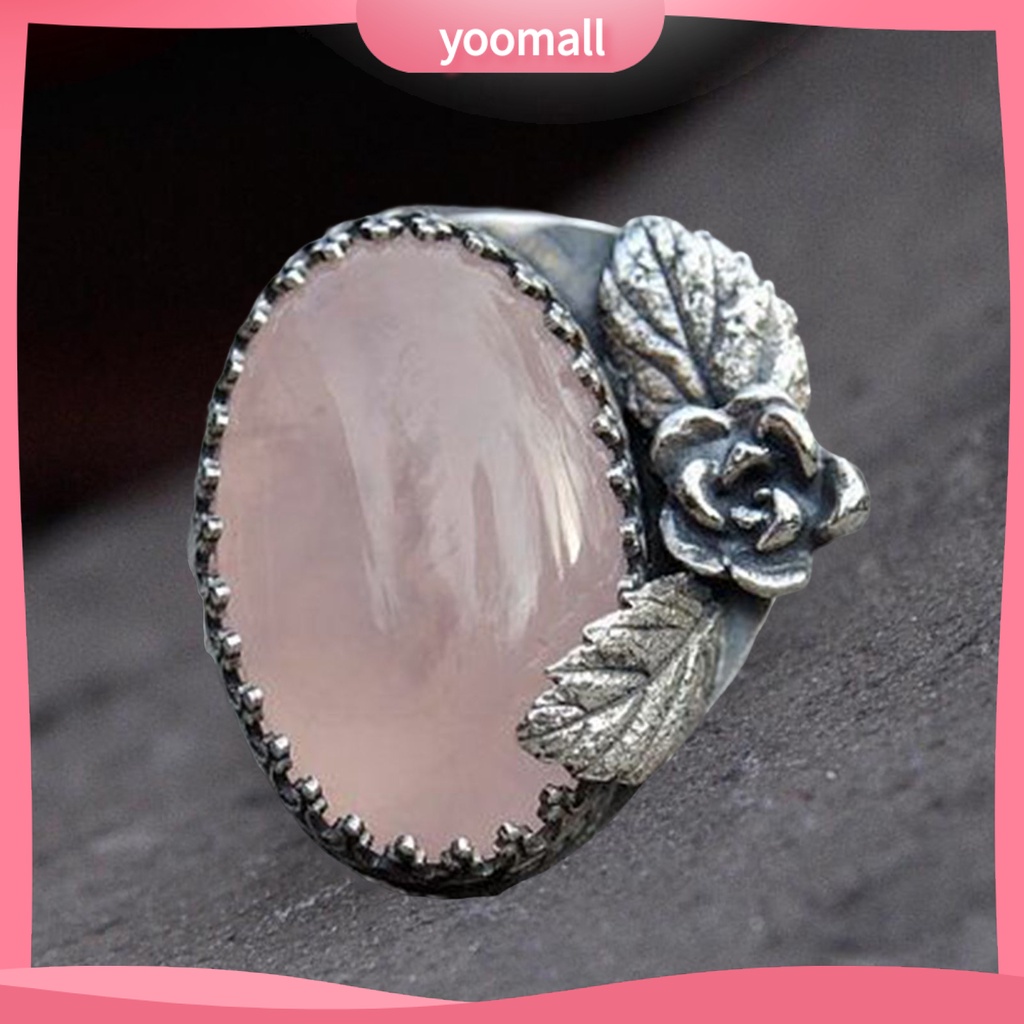 Nhẫn Đeo Tay Khắc Họa Tiết Hoa Lá Đính Đá Phong Cách Vintage Cho Nữ