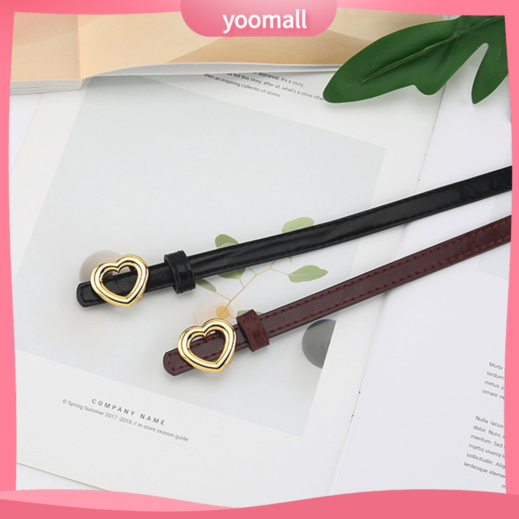 Thắt Lưng Giả Da Màu Trơn Khóa Hình Trái Tim Có Thể Điều Chỉnh Cho Nữ