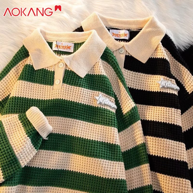 Áo Thun POLO Họa Tiết Kẻ Sọc Thời Trang Thu Đông Dành Cho Nam