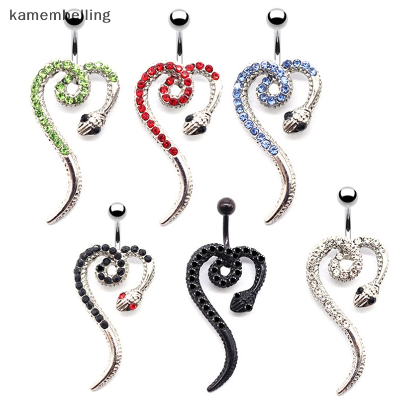 Khuyên Rốn Hình Rắn Đính Đá Zircon Bằng Thép Không Gỉ Cho Nữ