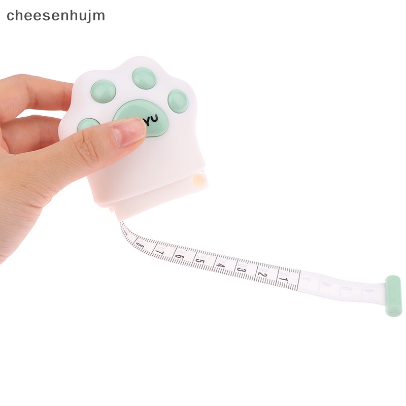 1 Cs Thước Cuộn 1.5m Mini Hình Dấu Chân Mèo Bằng PU Có Thể Thu Gọn Dùng Trong May Vá Retro