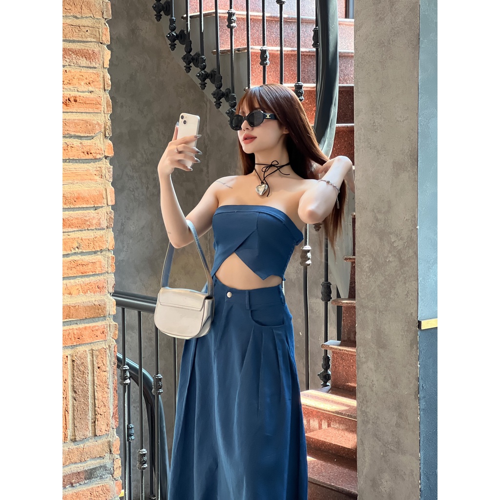 SÉT ÁO CÚP + CHÂN VÁY DENIM  - KT04819