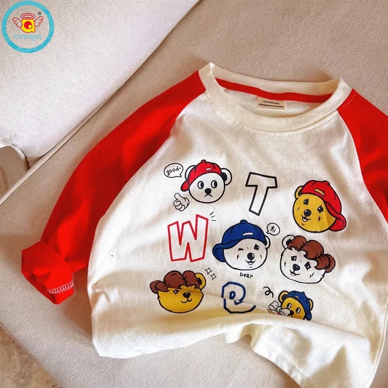 Áo Thun cotton Tay Dài Dáng Rộng In Họa Tiết IQ Thời Trang Xuân Thu Phong Cách Hàn Quốc Mới Cho Bé Trai Và Gái