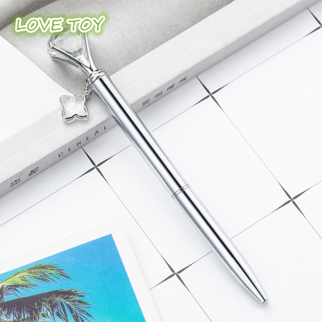 Nkodok Bút Bi Đầu Kim Cương Pha Lê Lớn Với Mặt Dây Chuyền Cỏ Bốn Lá Cho Học Sinh / Văn Phòng