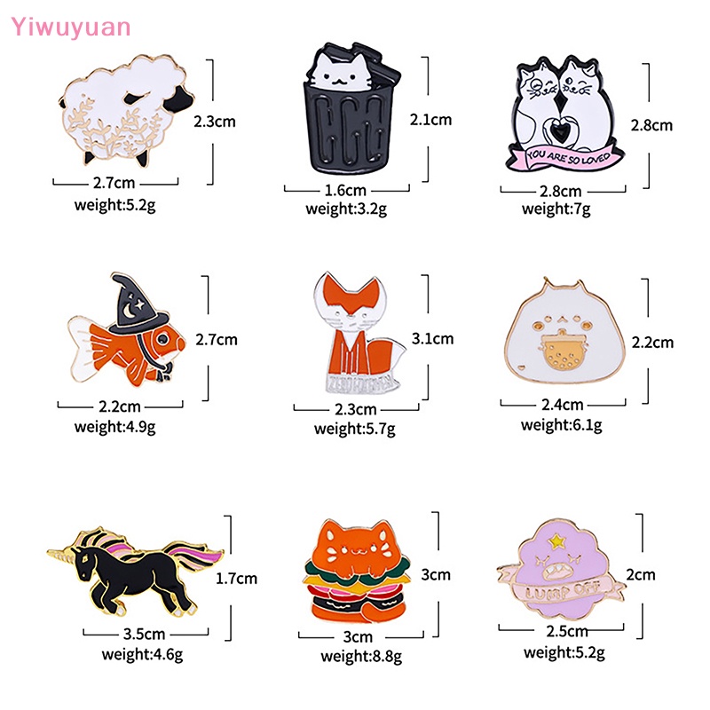 < Yiwuyuan > Ghim Cài Áo Họa Tiết Hoạt Hình Động Vật / Hamburger Tráng Men Cho Bé Trai / Bé Gái Mới