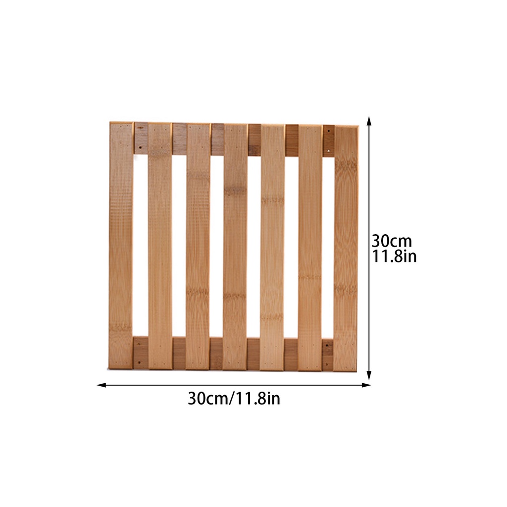 1 Giá Đỡ Chậu Hoa Bằng Tre Hình Vuông Có Bánh Xe Lăn Tháo Rời Được Tiện Lợi