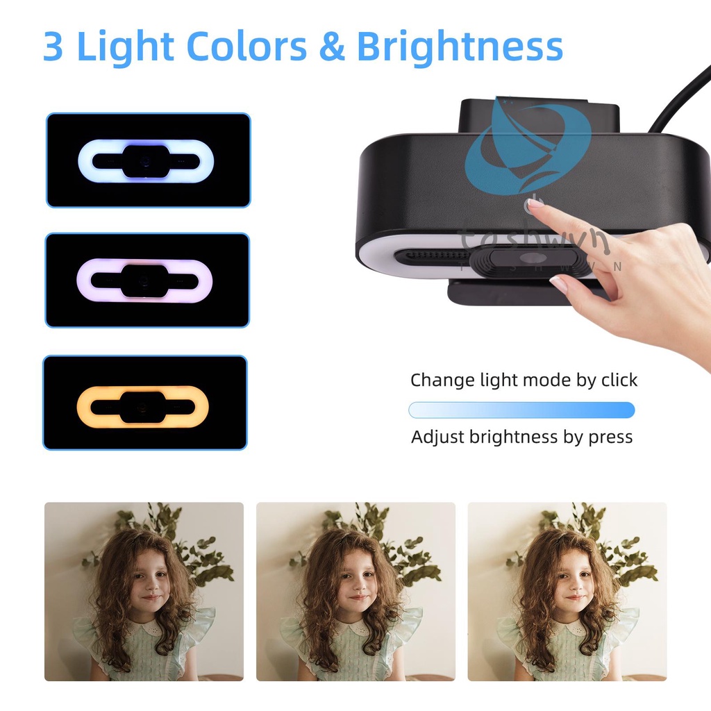 Webcam Full HD 1080P Có Vòng Đèn Cố Định Tích Hợp Micro USB Chuyên Dụng Cho Máy Tính Để Bàn / Laptop | BigBuy360 - bigbuy360.vn