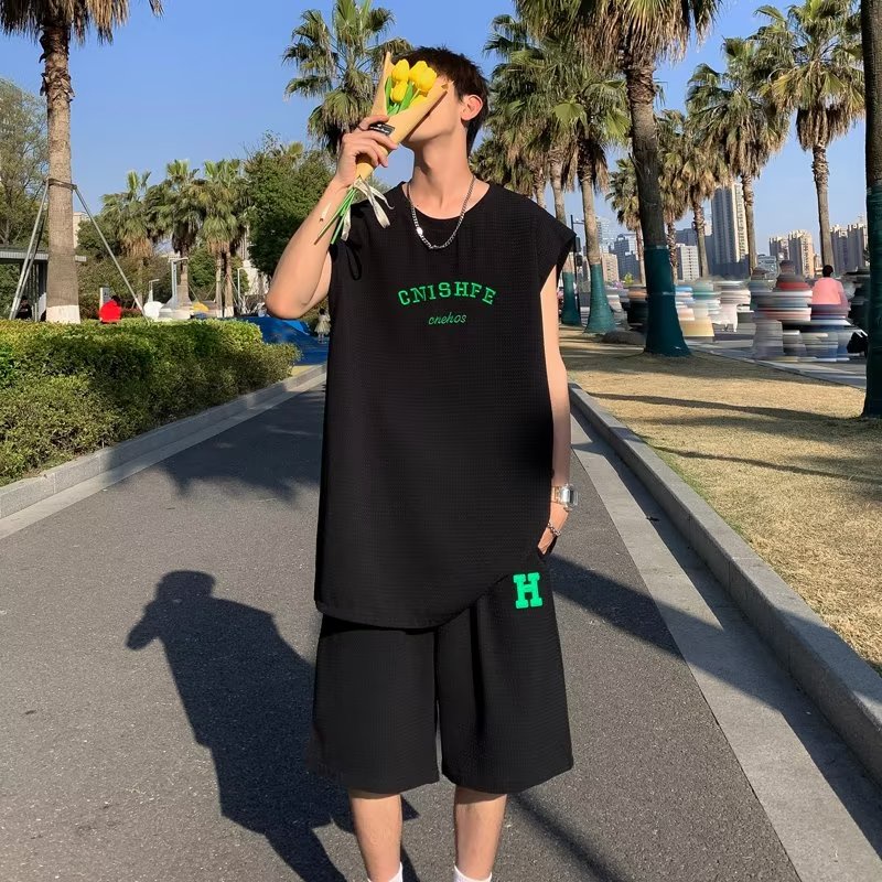 Set Áo Thun Sát Nách Và Quần Short Thể Thao Phong Cách Hong Kong Thời Trang Mùa Hè Mới Cho Nam