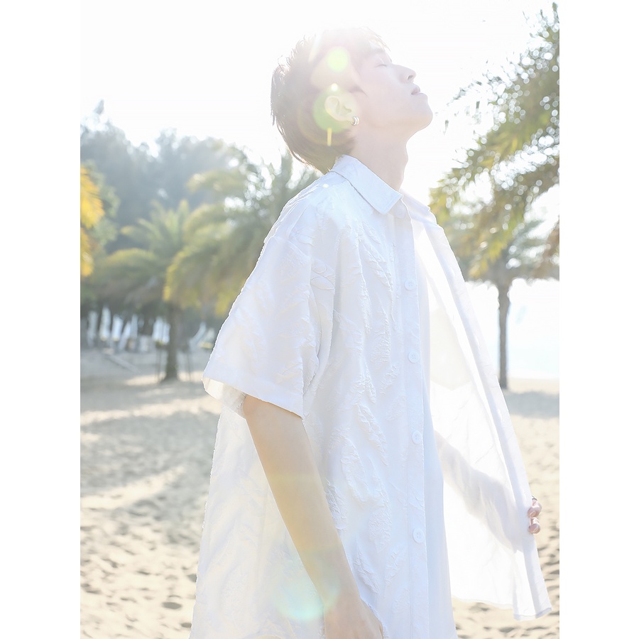 Áo Sơ Mi Đen Tay Ngắn In Họa Tiết Hoa Phong Cách Trung Quốc Thời Trang Mùa Hè Cho Nam