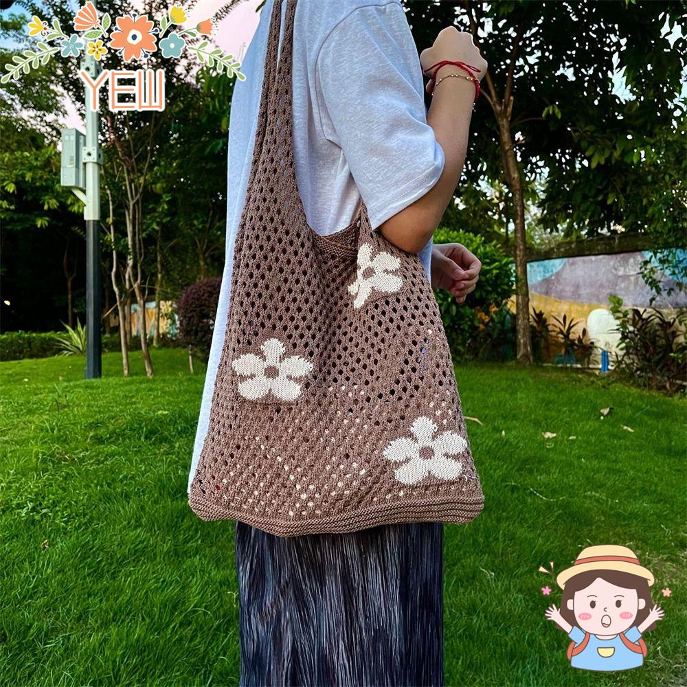 Túi Đeo Vai Đan Len Thiết Kế Đục Lỗ Thời Trang Mùa Hè Cho Nữ