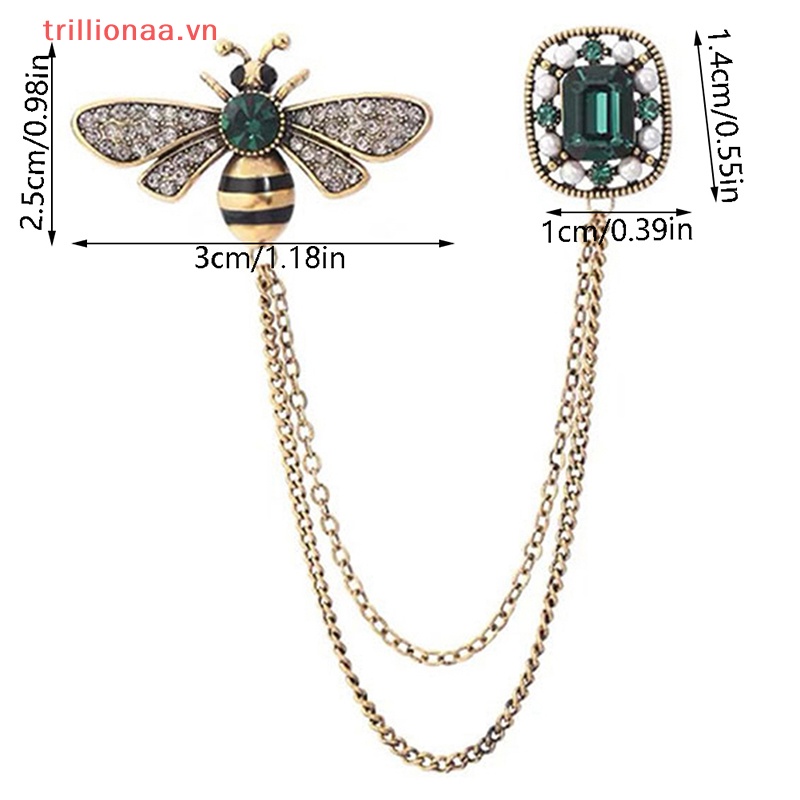 Trâm Cài Áo Hình Chú Ong Đính Đá Pha Lê Tráng Men Phối Tua Rua Thời Trang Cho Nam Và Nữ