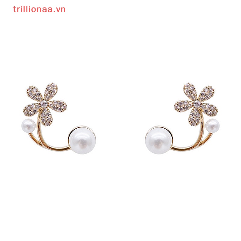 Bông Tai Hình Hoa Đính Ngọc Trai Giả Phong Cách Hàn Quốc Thanh Lịch Thời Trang Cho Nữ