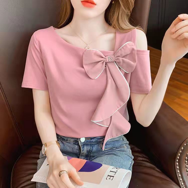 Áo Thun Tay Ngắn Mùa Hè 2023 Thiết Kế Hở Vai Phong Cách Niche Desire Phong Cách Mới Quyến Rũ Cho Nữ