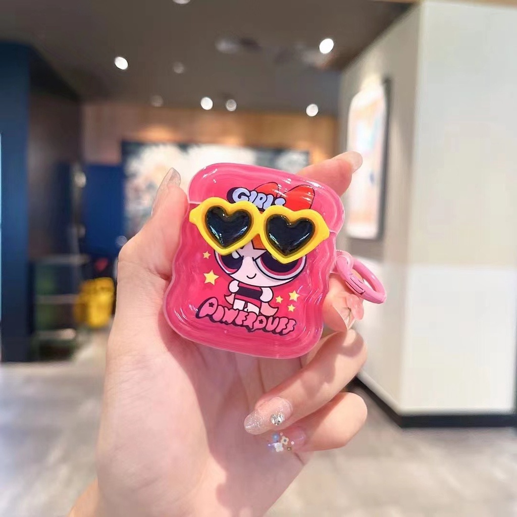 Vỏ Bảo Vệ Hộp Sạc Tai Nghe Bluetooth Airpods 1 / 2 / Pro / 3 Generation Pro2 Hình Bé Gái Đeo Kính Râm 3D Dễ Thương