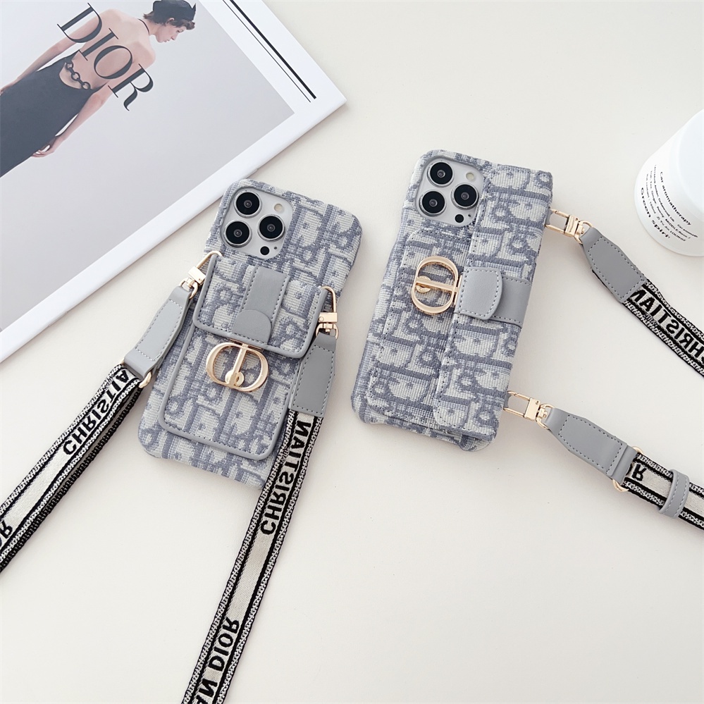 Ốp Điện Thoại Thêu Hình Sang Trọng Kèm Ngăn Đựng Thẻ Và Dây Đeo Cho iPhone 14 Pro Max 13 12 11 Pro Max XR X Xs Max 7 8 14 PLUS