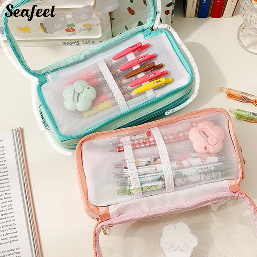 Túi Đựng Bút Bằng PVC Chống Nước Chống Bụi Họa Tiết Hoạt Hình Dễ Thương