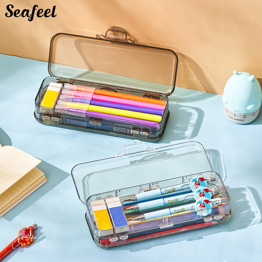 Hộp Đựng Bút Hai Ngăn Sức Chứa Lớn Đa Năng Cho Học Sinh