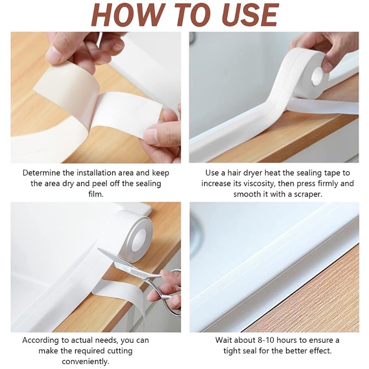 Cuộn Băng Dán Viền Bồn Rửa Nhà Bếp / Nhà Tắm Bằng PVC Chống Thấm Nước / Dầu Mỡ Tiện Dụng