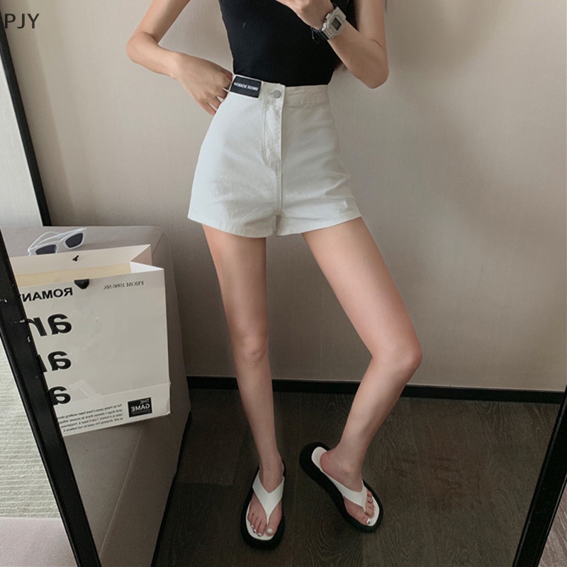 Quần Short Jean Lưng Cao Co Giãn Phong Cách Hàn Quốc Thời Trang Mùa Hè Quyến Rũ Cho Nữ PJ