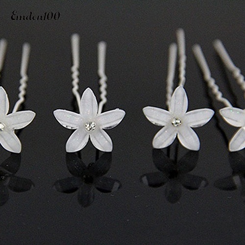 Bộ 20 Trâm Cài Tóc Chữ U Hoạ Tiết Hoa Trắng Dành Cho Cô Dâu