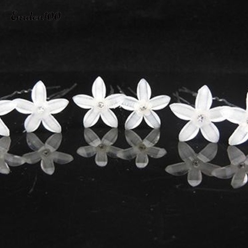 Bộ 20 Trâm Cài Tóc Chữ U Hoạ Tiết Hoa Trắng Dành Cho Cô Dâu