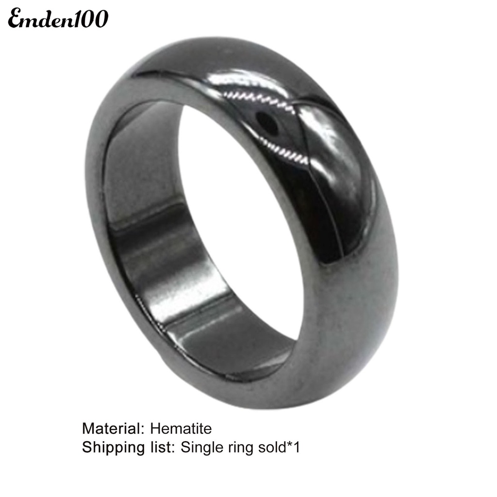Nhẫn Đá Hematite Bản Rộng 6mm Thời Trang