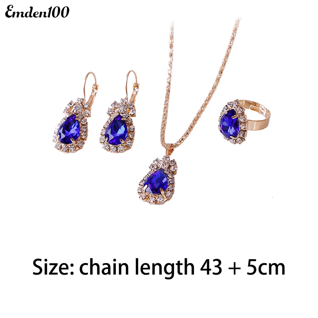 Bộ Trang Sức Đính Đá Hình Giọt Nước Thời Trang Dành Cho Nữ