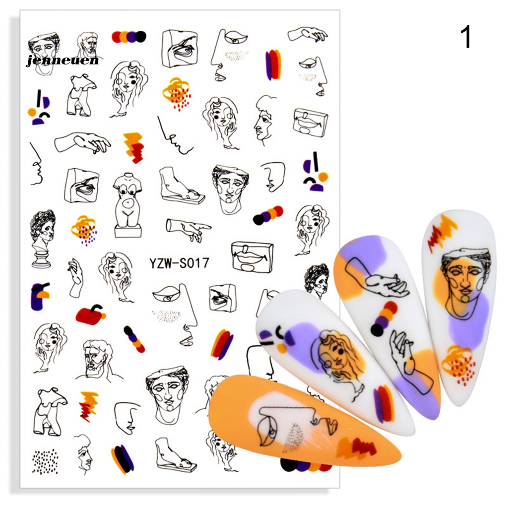 Miếng Dán Trang Trí Móng Tay Họa Tiết Hình Học Độc Đáo