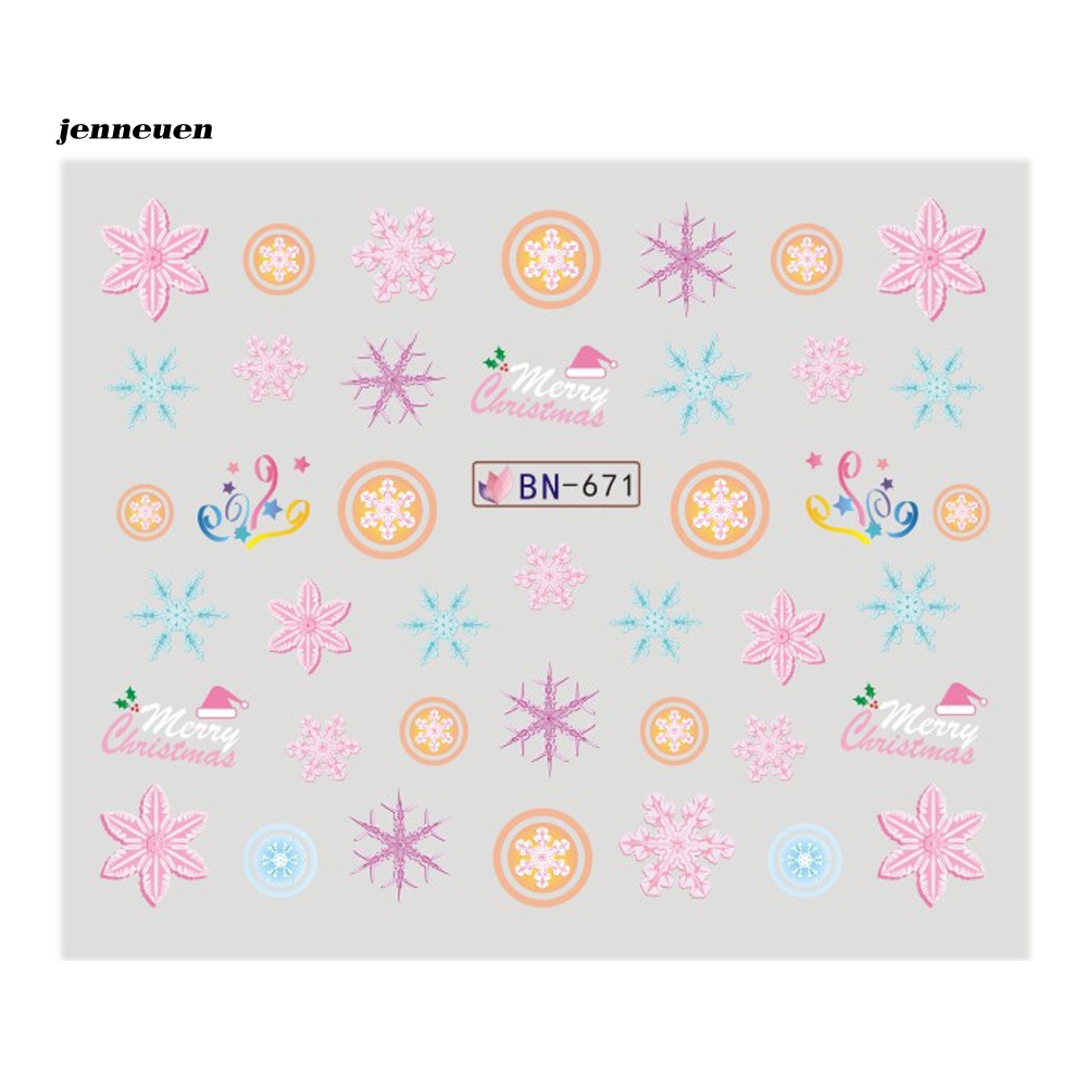 Set 12 Tờ Miếng Dán Hình Bông Tuyết Trang Trí Móng Nghệ Thuật DIY