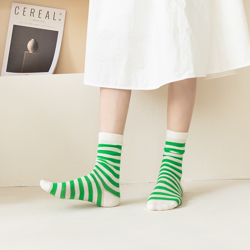 Vớ Lưới Mỏng Không Xương Thoáng Khí Họa Tiết Kẻ Sọc Màu Sắc Ngọt Ngào Thời Trang Mùa Hè Cho Cặp Đôi