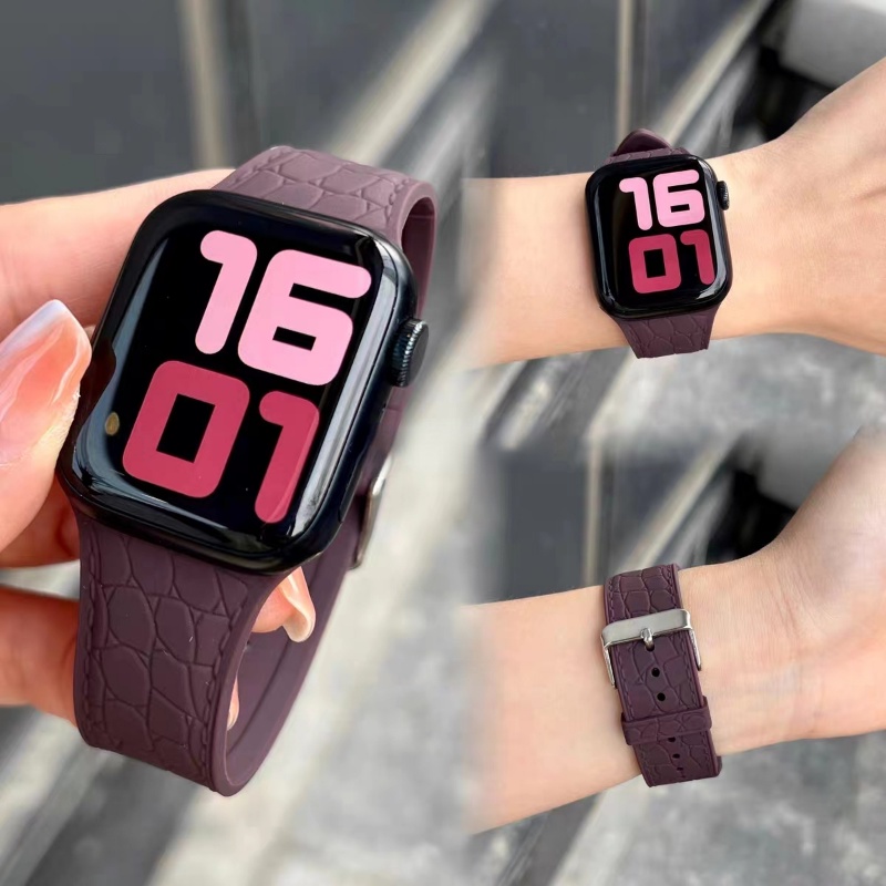 Dây Đeo Đồng Hồ Bằng Silicone Mềm 40mm 44mm 45mm 41mm 49mm 38mm Cho iwatch Series 3 4 5 6 7 8 SE Ultra