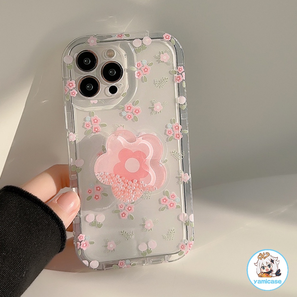 Ốp Điện Thoại TPU Trong Suốt Chống Sốc Có Giá Đỡ Hình Hoa Hồng Cho Iphone 11 12 13 14 Pro Max
