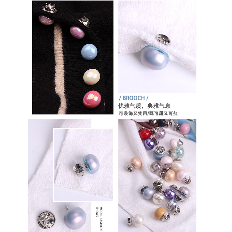 Set 10 Khóa Cài Áo Hình Hoa Đính Ngọc Trai Chống Trượt Có Thể Tháo Rời