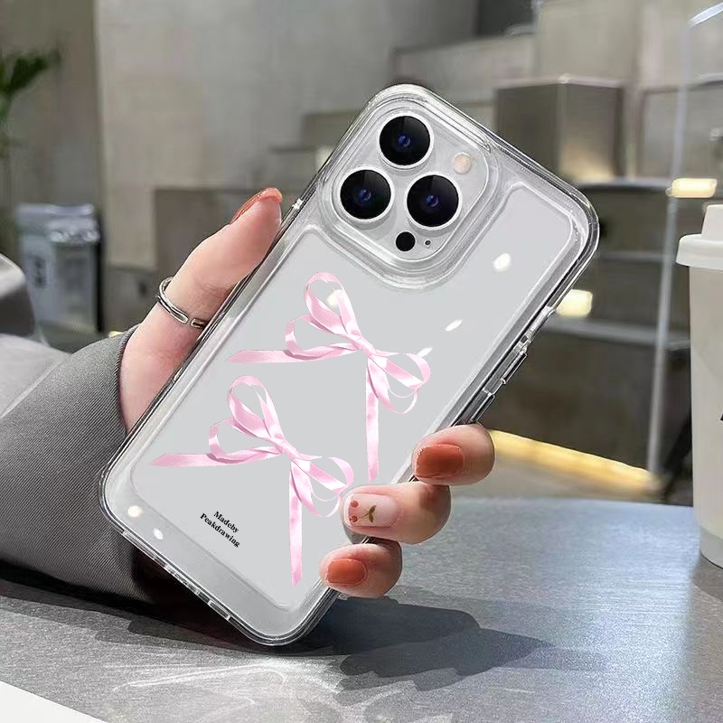 Dễ Thương Ốp Điện Thoại Mềm Trong Suốt Chống Sốc Đính Nơ Cho iphone 15 14 13 12 11 15 pro max xs max xr x 7 8 14 plus se 2020 13 12