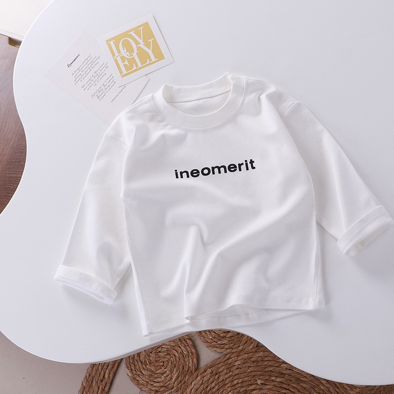 Áo Thun cotton Tay Dài In Chữ Thời Trang Xuân Thu Cho Bé 70-150cm