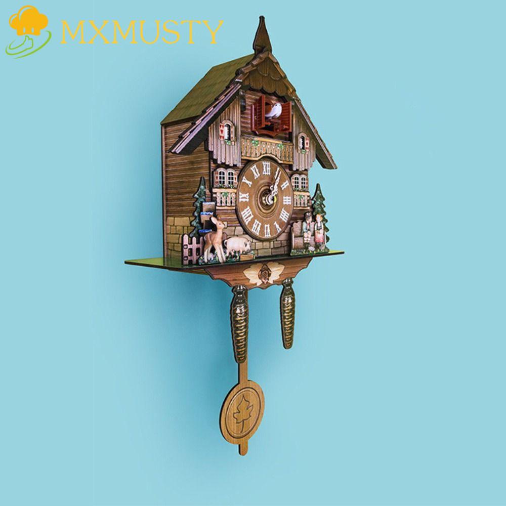Đồng Hồ Treo Tường Bằng Gỗ Họa Tiết Tháp Cuckoo 3D Nghệ Thuật Phong Cách Vintage