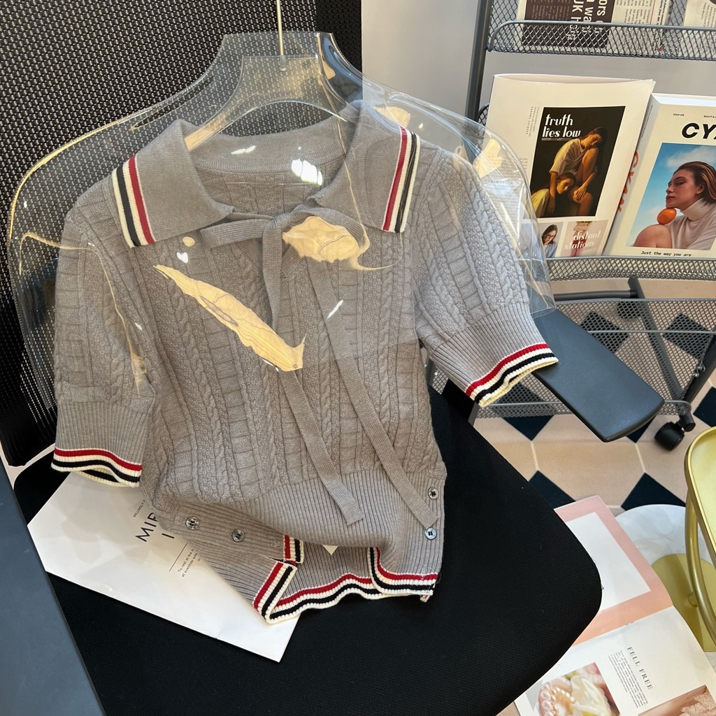 Áo Thun Polo Ngắn Tay Cột Dây Thời Trang Mùa Hè Cho Nữ