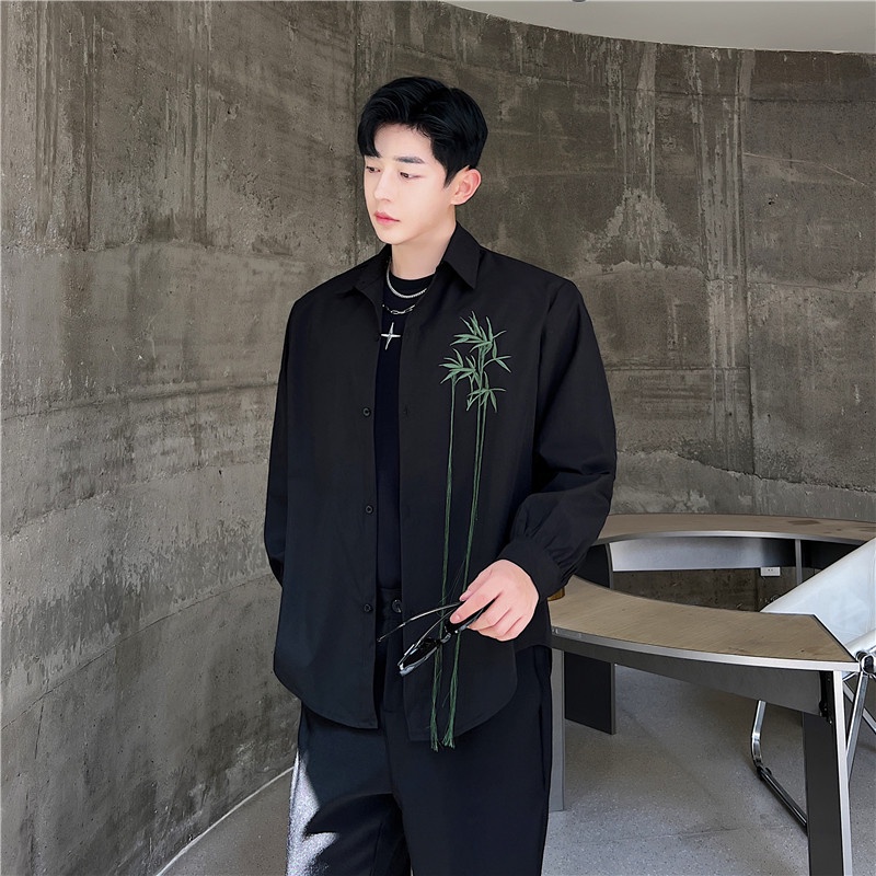 Áo Sơ Mi Tay Dài Thêu Họa Tiết Phong Cách Trung Hoa Thời Trang Xuân Thu Cho Nam