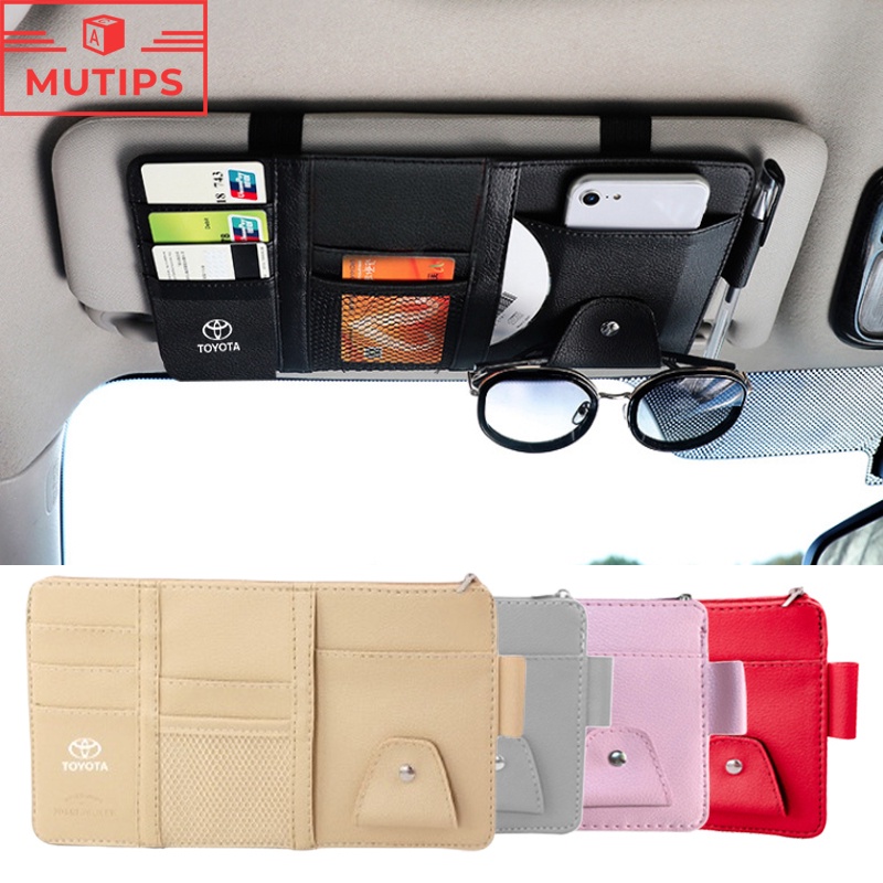 Túi Da Đựng Mắt Kính / Thẻ Có Khóa Kéo Gắn Tấm Che Nắng Xe Hơi Toyota Innova Yaris Corolla Cross Vio