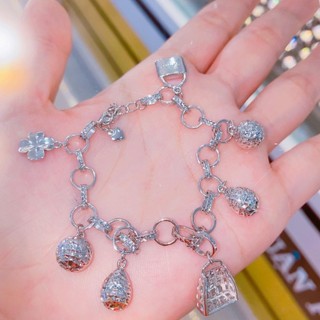 Lắc tay nữ l04 tòn ten charm trang sức bạc xi bạc xi bạch kim