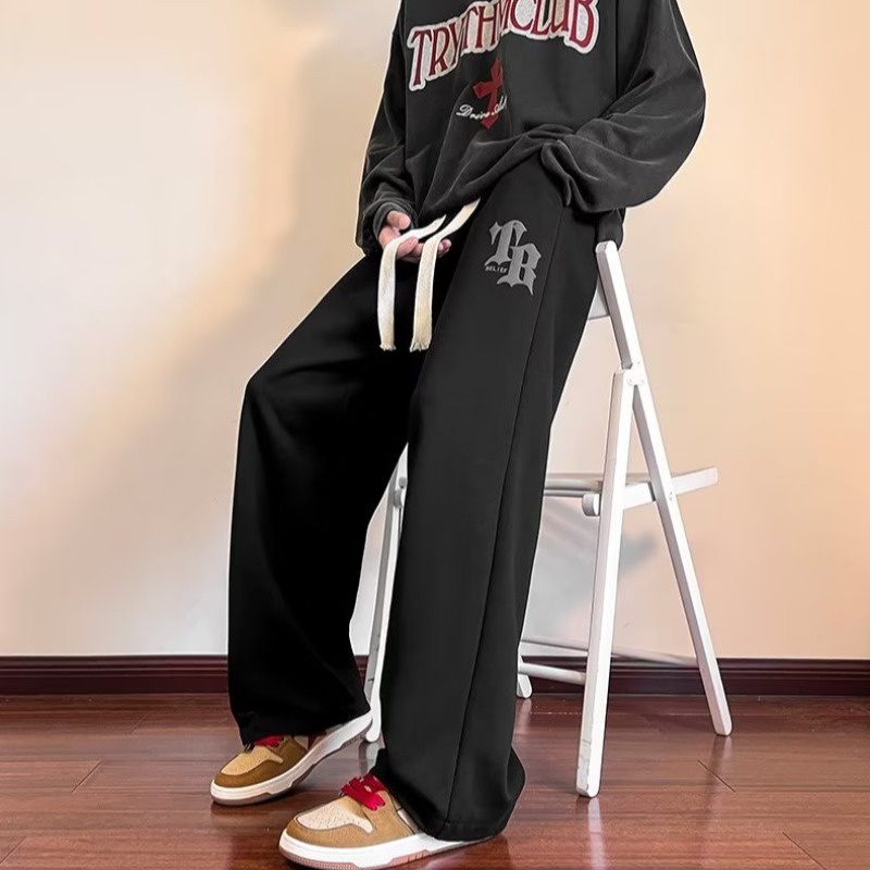 Quần thư giãn thời trang dành cho nam giới Xuân Thu mỏng Quần thể thao nam rộng thùng thình chân rộng