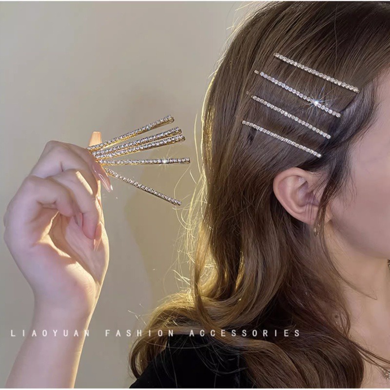 Kẹp Tóc Kim Loại Đính Đá Thời Trang Hàn Quốc Cho Nữ